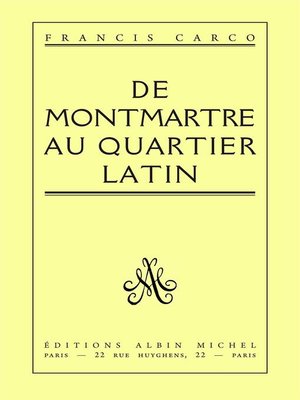 cover image of De Montmartre au Quartier Latin